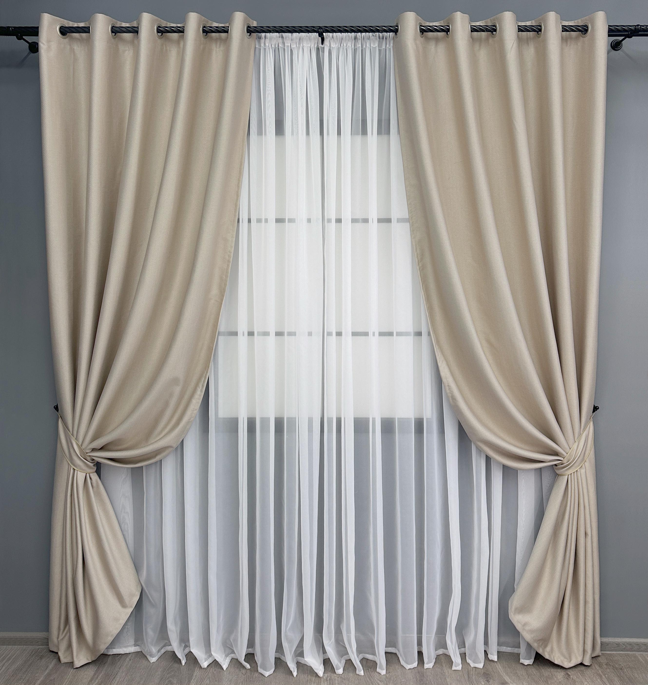 Комплект штор на люверсах VR-Textil Шенил однотонный № 1691ш 150х250 см 2 шт. Бежевый (37-0241) - фото 1 Комплект штор на люверсах VR-Textil Шенил однотонный № 1691ш 150х250 см 2 шт. Бежевый (37-0241) - фото 1