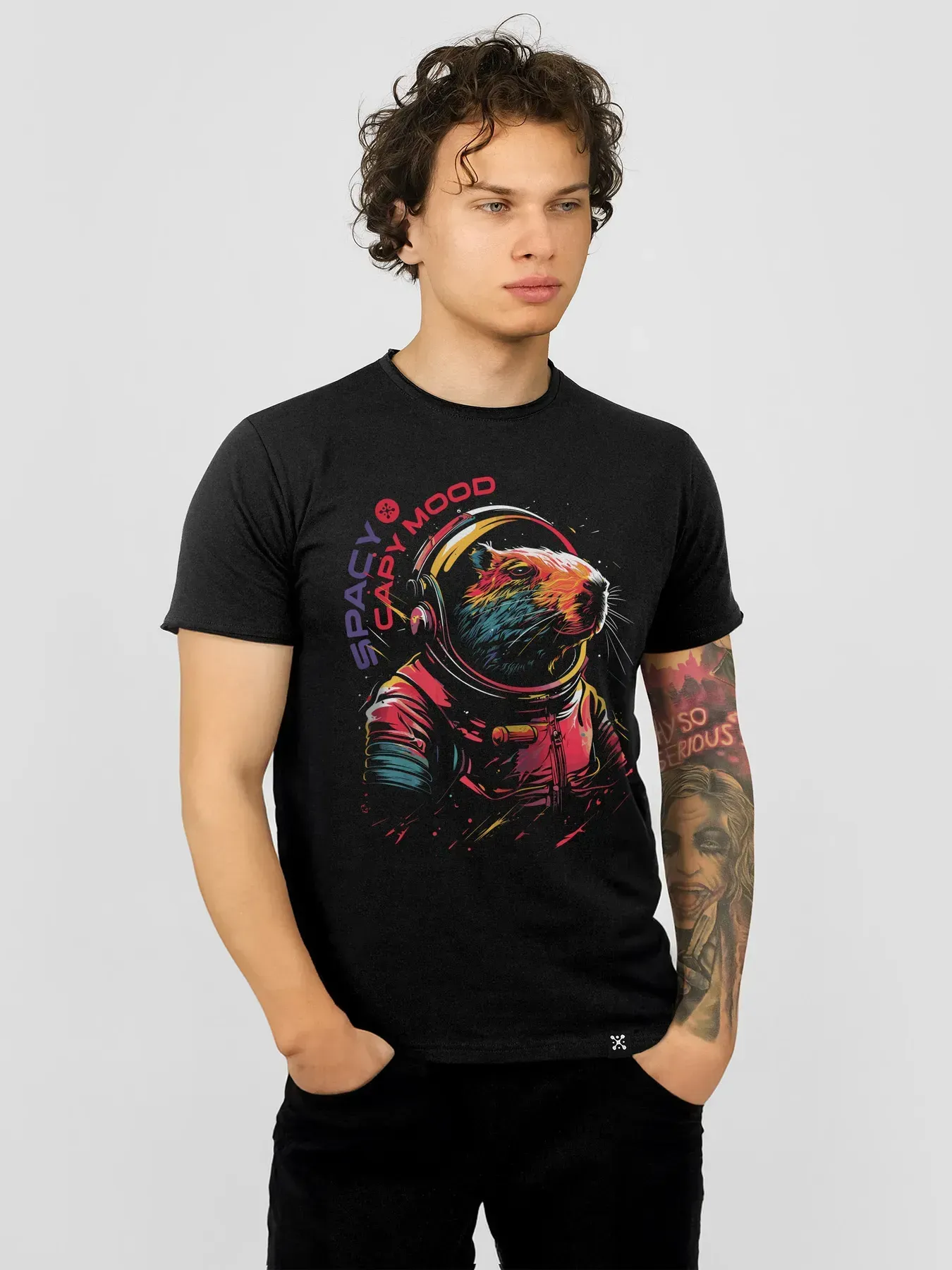 Футболка мужская Капибара "Spacy Capy Mood" XL Черный (27217617)