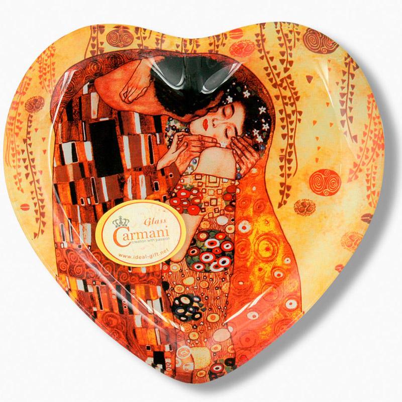 Тарелка стеклянная Carmani Г.Климт Поцелуй 25х23 см