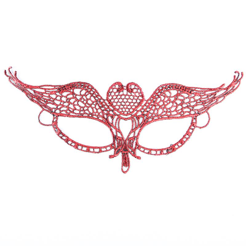 Маска маскарадная венецианская кружевная 21х9 см Красный (350620/2)