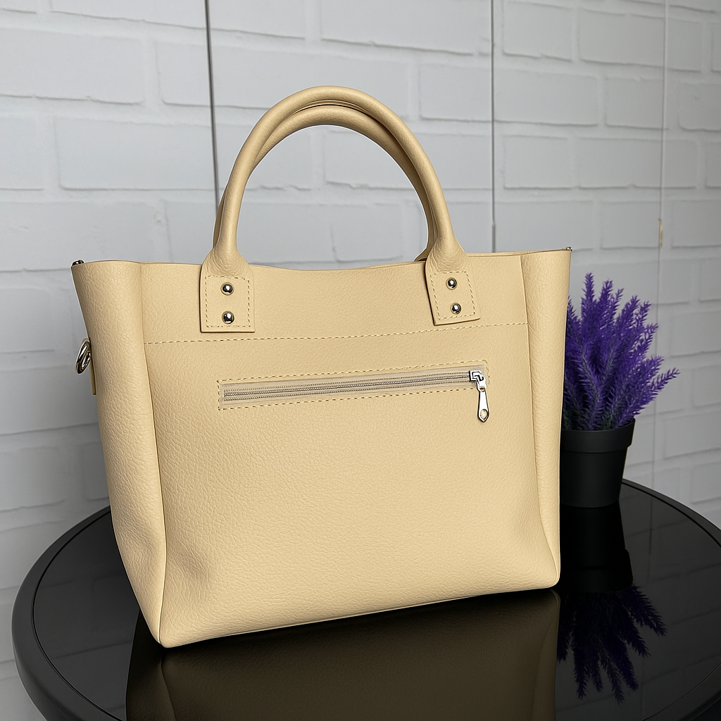 Сумка женская шопер через плечо из экокожи большая качественная для документов Бежевый - фото 4 Сумка женская шопер через плечо из экокожи большая качественная для документов Бежевый - фото 4