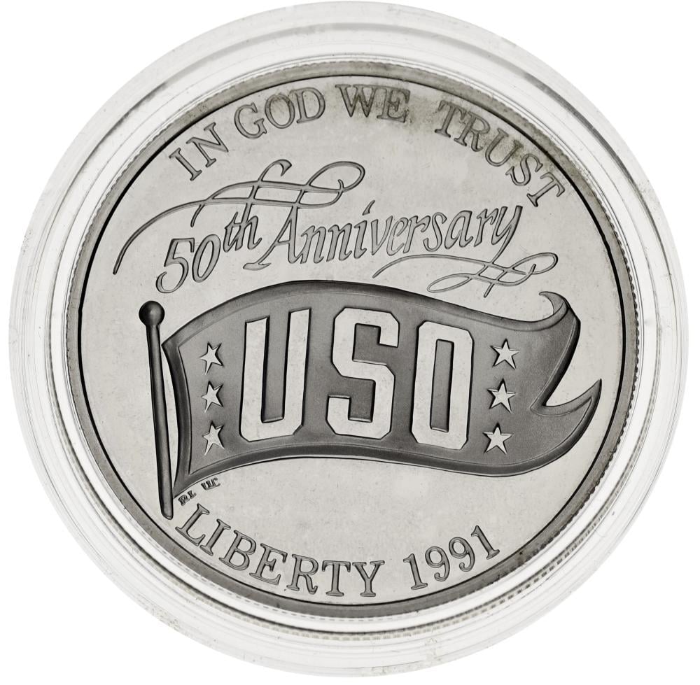 Коллекционная монета США 1 доллар 1991 Серебро S Proof 50 лет Нефтяному фонду США Орел (KM#232) Коллекционная монета США 1 доллар 1991 Серебро S Proof 50 лет Нефтяному фонду США Орел (KM#232)