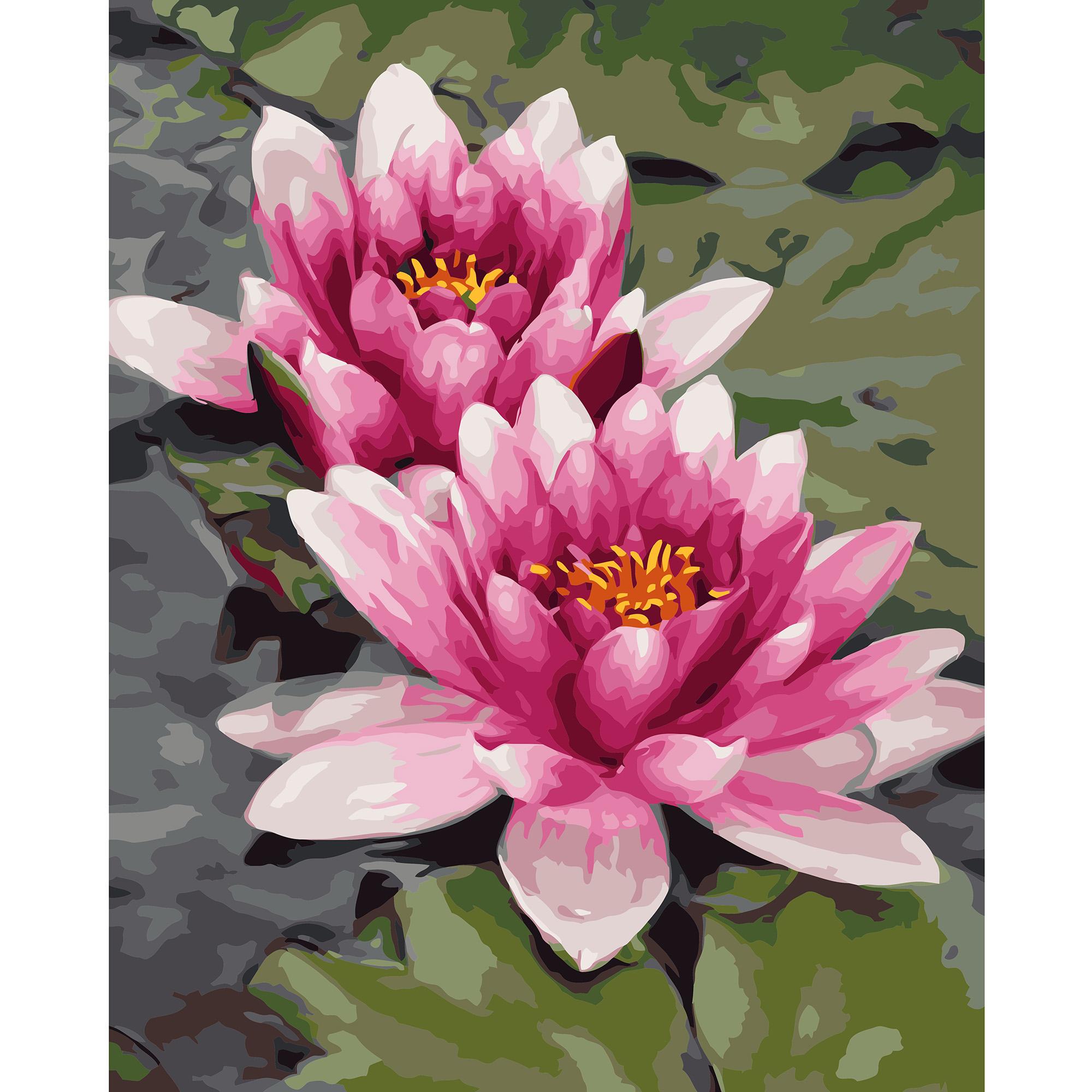 Картина по номерам Strateg Розовые кувшинки 40x50 см (VA-1378)