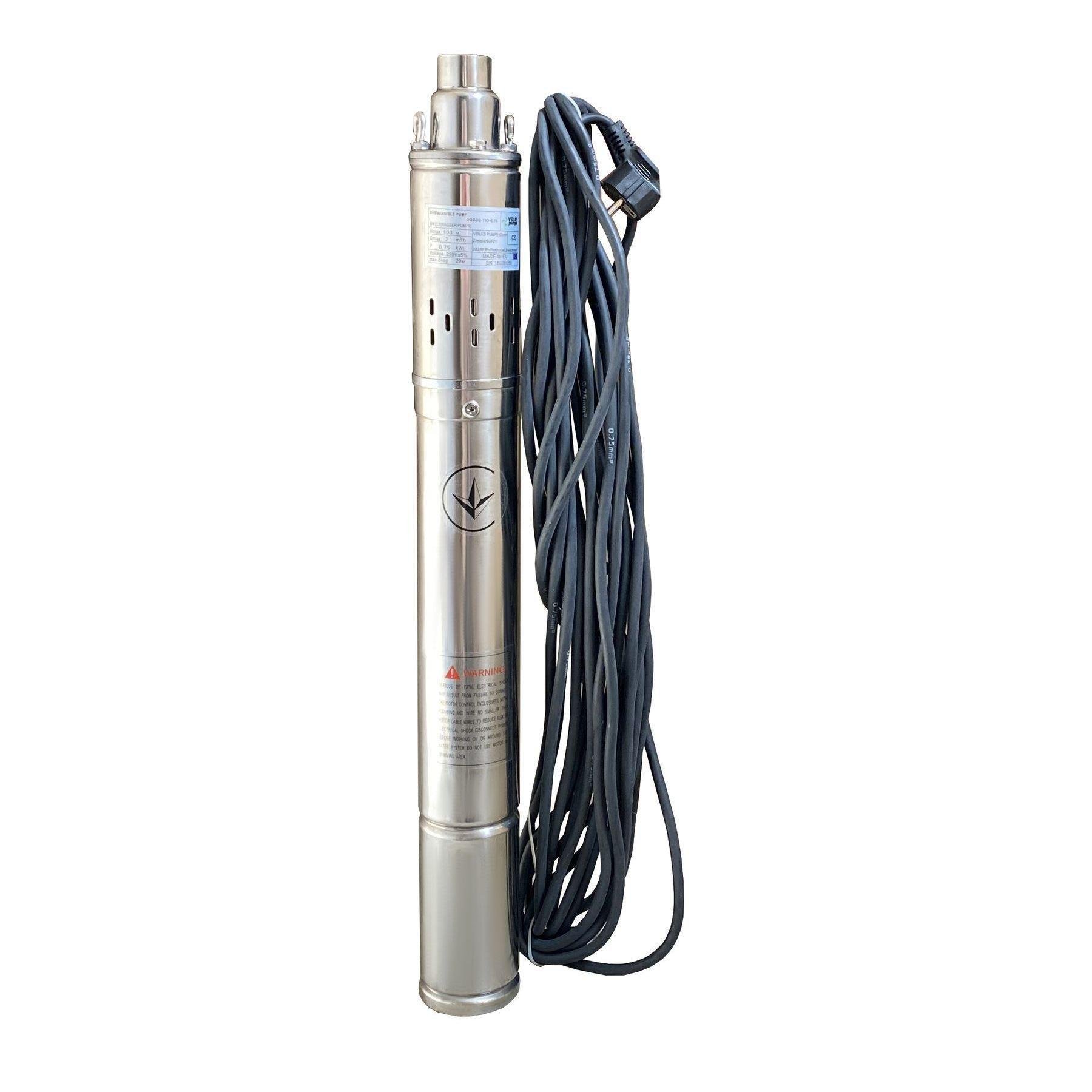 Насос скважинный шнековый VOLKS pumpe 3QGD 2-103 0,75 кВт с кабелем 15 м (14795)