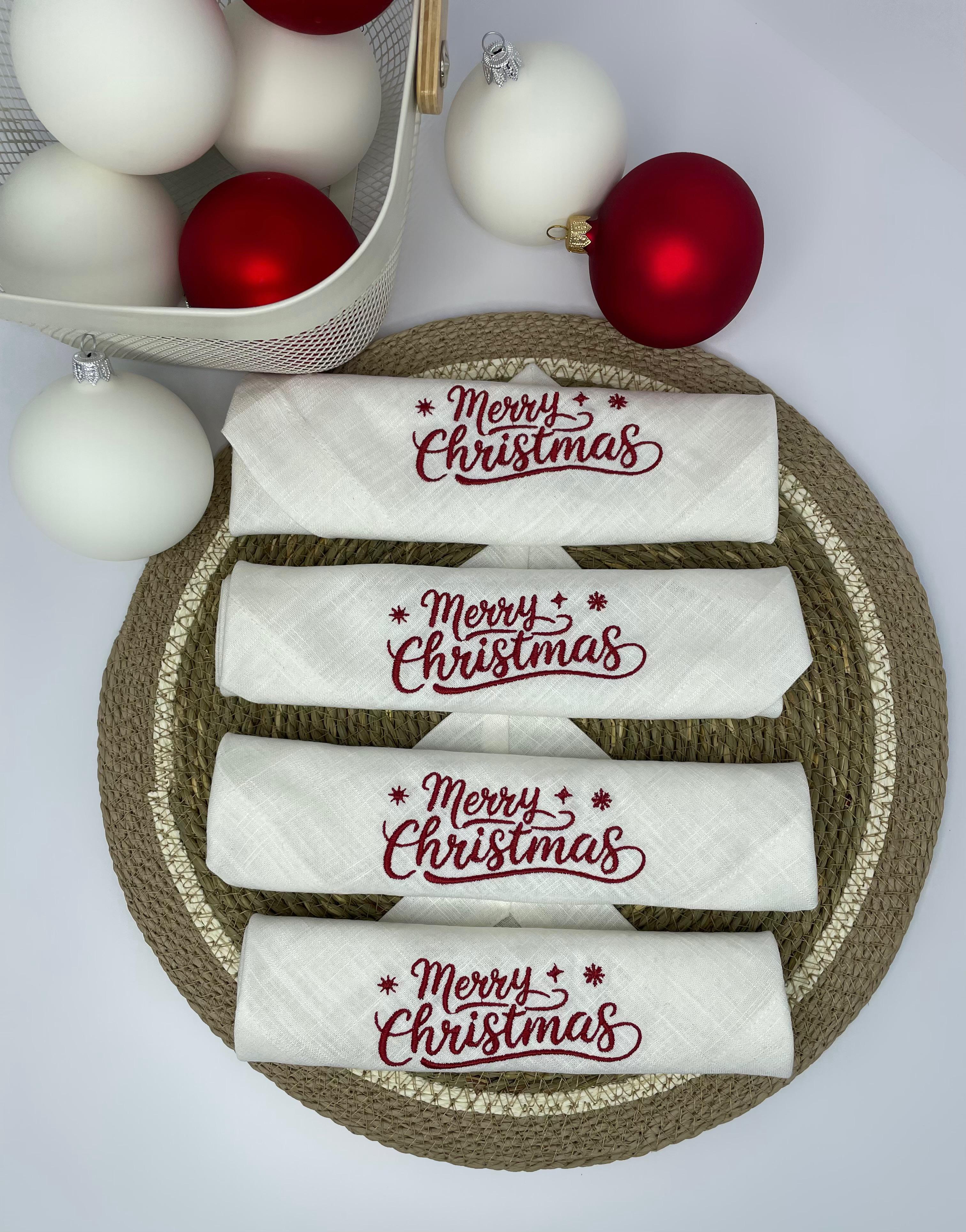 Салфетка с вышивкой Merry Christmas 4 шт. Белый (30100474)