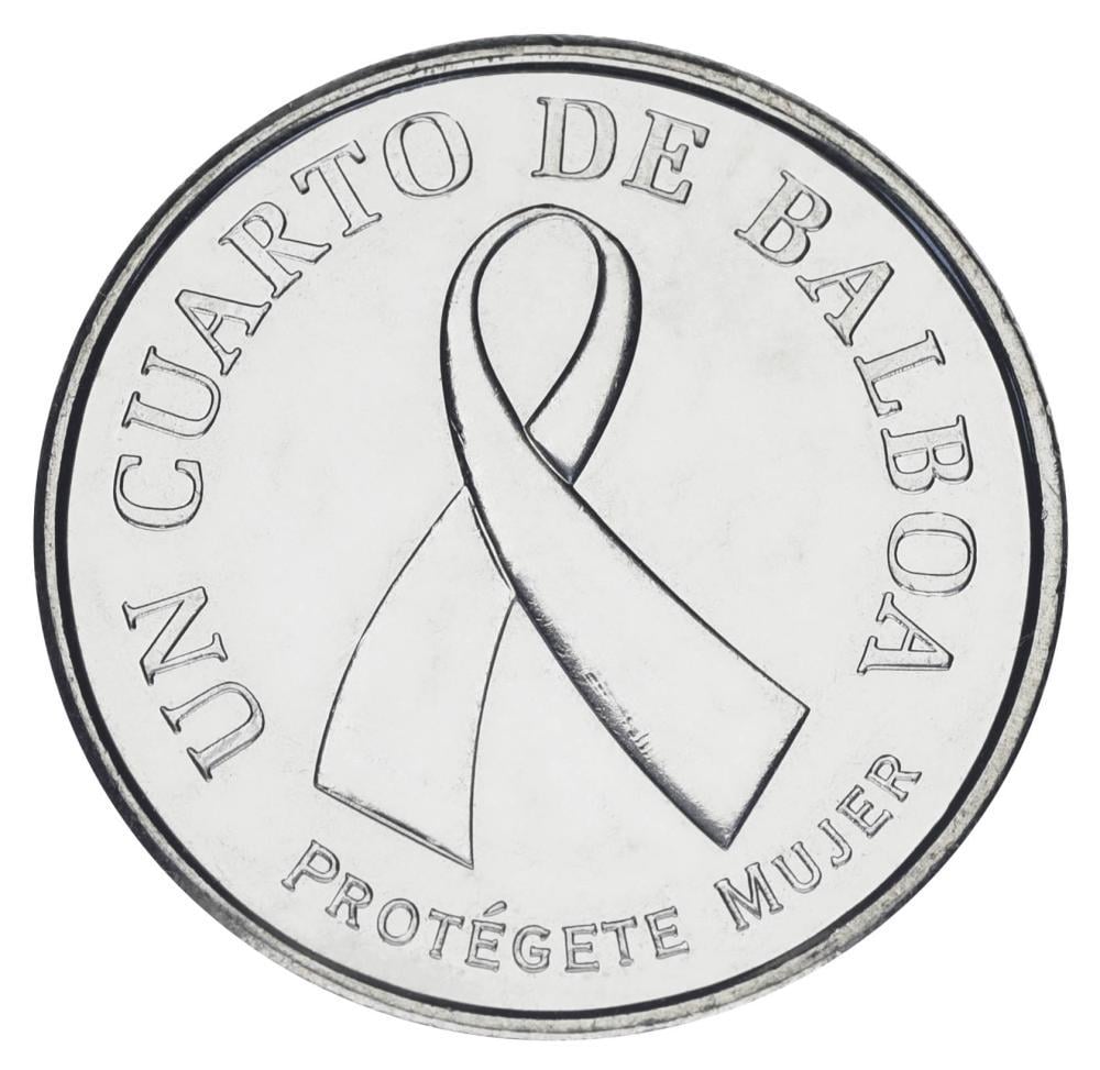 Коллекционная монета Панама 0,25 бальбоа 2008 UNC Осведомленность о раке молочной железы