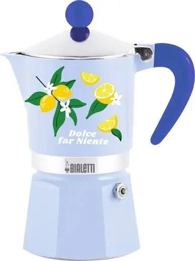 Гейзерная кофеварка Bialetti Rainbow 3TZ 130 мл Light Blue Lemons (0006665)