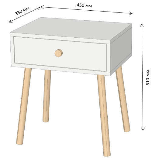 Прикроватная тумба на ножках Хьюге-4 450x330x510 мм Антрацит - фото 4 Прикроватная тумба на ножках Хьюге-4 450x330x510 мм Антрацит - фото 4