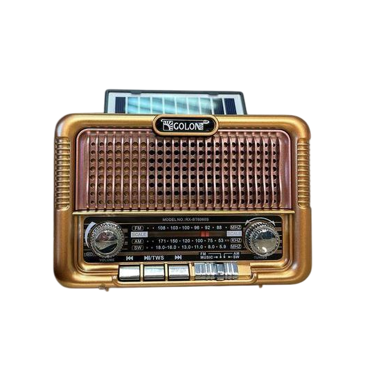 Радиоприемник с солнечной панелью Golon RX-BT6060S с Bluetooth и USB/SD Коричневый