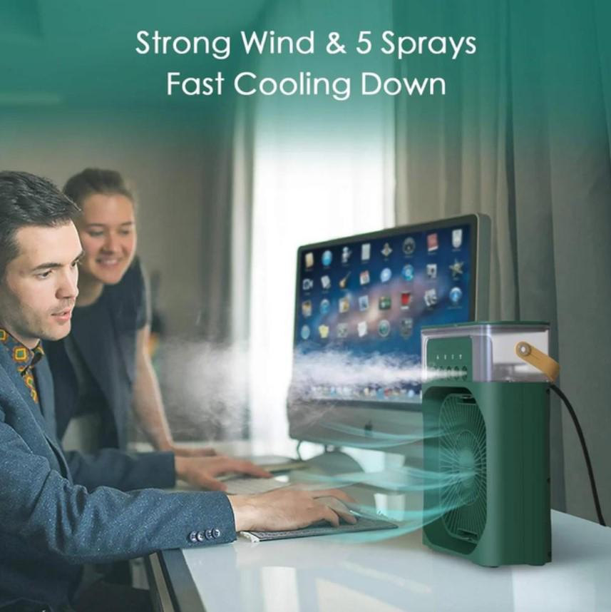 Вентилятор-зволожувач настільний RGB/USB/LED підсвітка Зелений (MX-00009128green) - фото 4 Вентилятор-зволожувач настільний RGB/USB/LED підсвітка Зелений (MX-00009128green) - фото 4