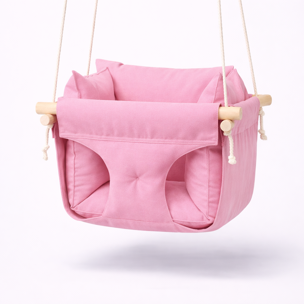 Детские качели подвесные Премиум хлопок Розовый (gs-9230)