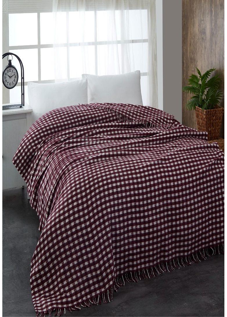 Плед-покривало бавовняний двоспальний 180х230 см Бордово-білий (TC303376064)