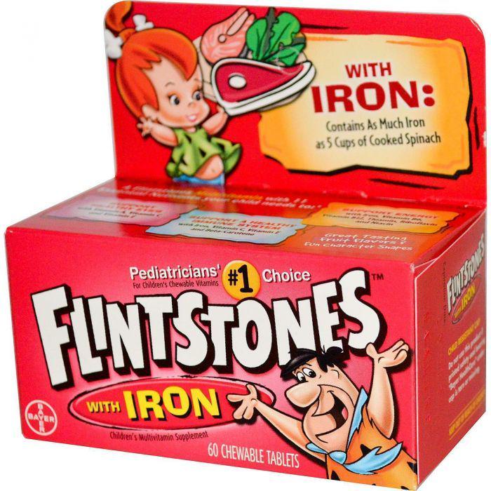 Детские мультивитамины Flintstones с железом со вкусом фруктов 60 таблеток (FLI-07909)