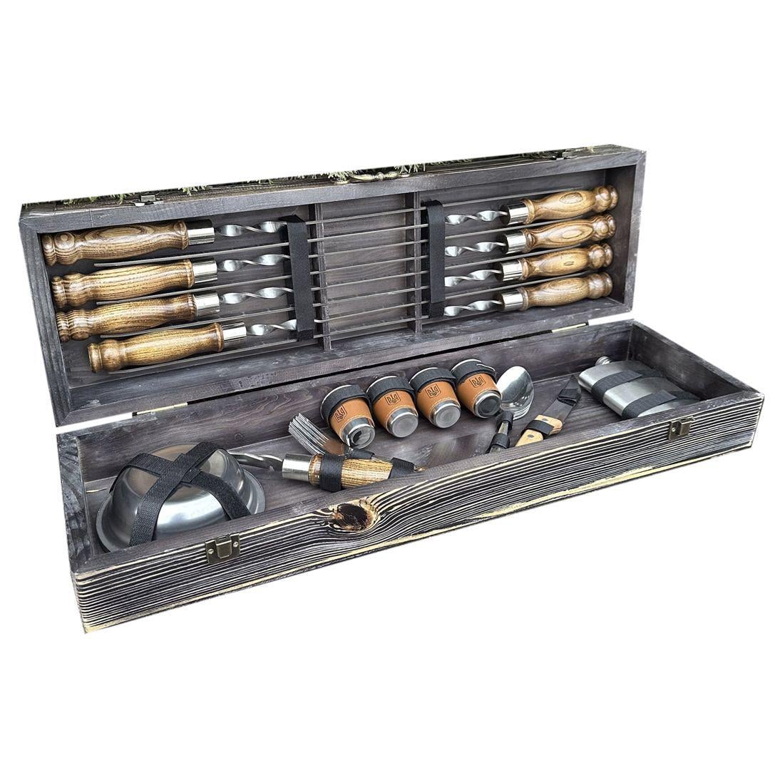 Подарунковий набір шампурів Mzavod Есаул у дерев'яному кейсі Темне дерево (147-17-1190510000863)