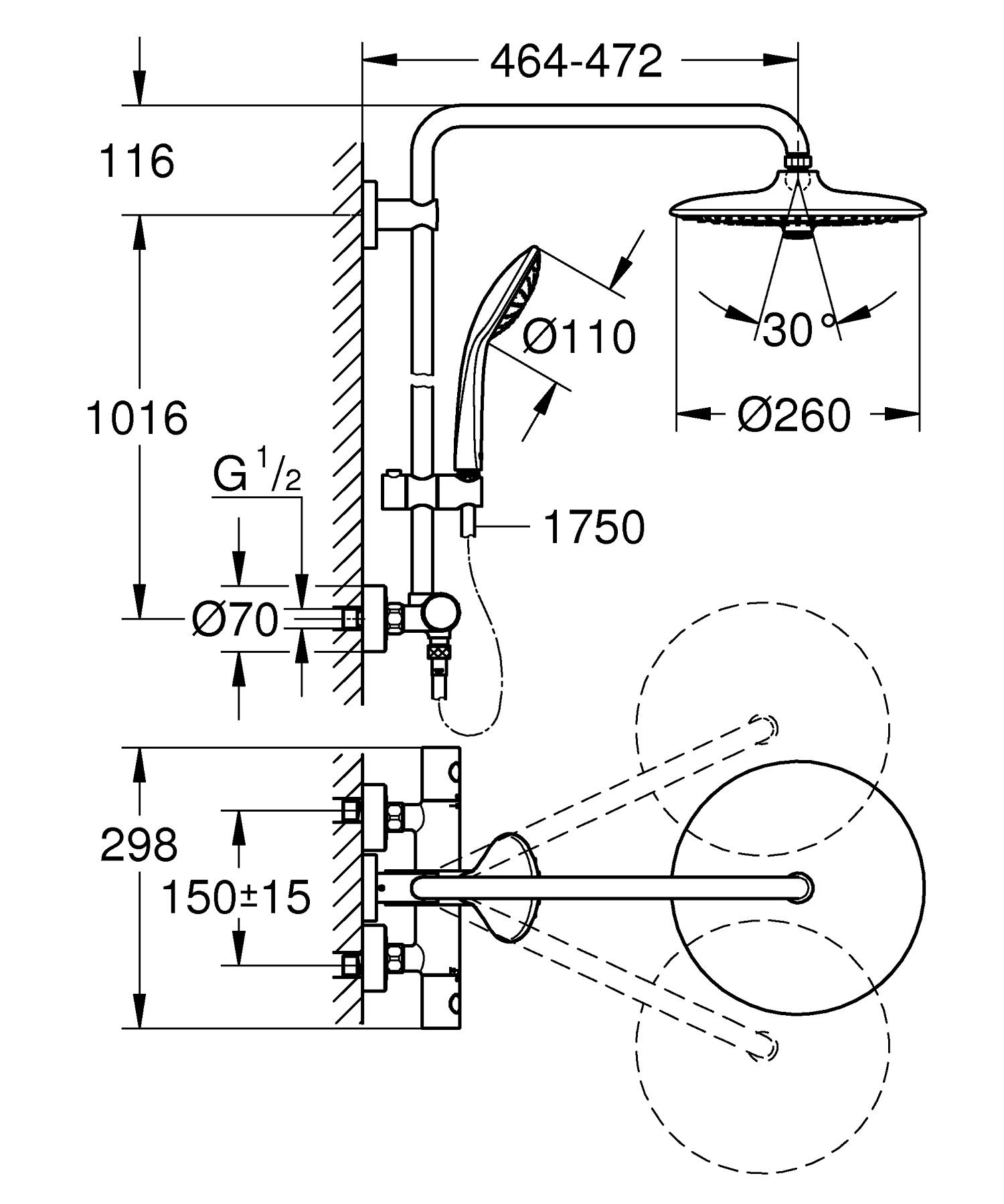 Душевая система с термостатом для душа Grohe Euphoria System (27296002) - фото 6