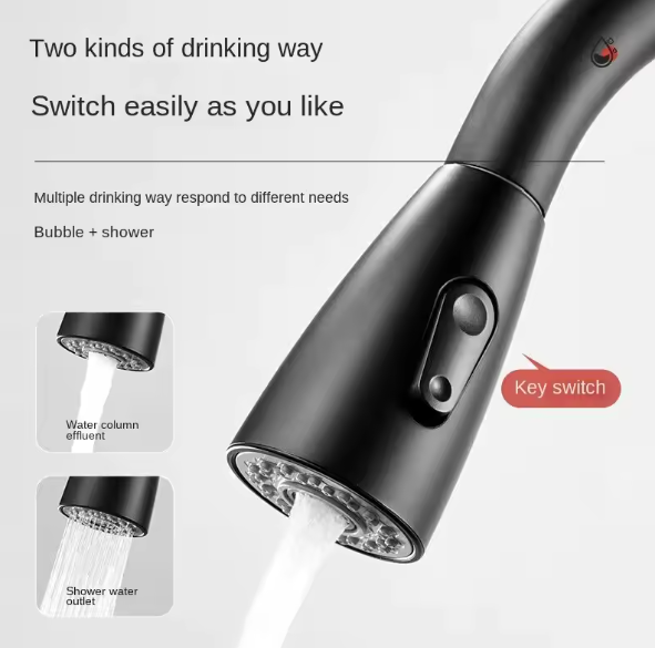 Смеситель для кухни с выдвижным изливом 2 режима лейки Серебристый (КСК056) - фото 5