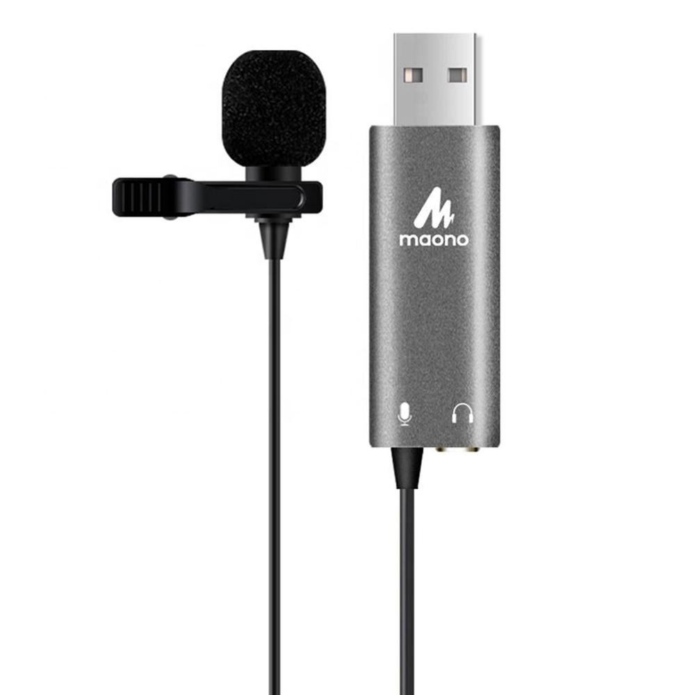 Петличний USB мікрофон зі звуковою картою Maono AU-UL20 Black/Grey