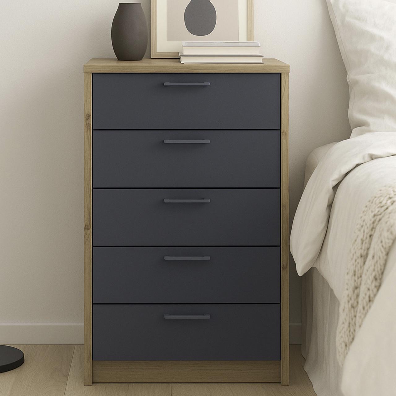 Комод Doros Ронді DRS-011783 5 ящиків 60х40х100 см Дуб Артизан/Графіт (41516188) Комод Doros Ронді DRS-011783 5 ящиків 60х40х100 см Дуб Артизан/Графіт (41516188)