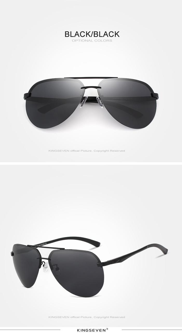 Фирменные солнцезащитные очки Авиаторы с поляризованными линзами N7413 KINGSEVEN DESIGN Черный - фото 2 Фирменные солнцезащитные очки Авиаторы с поляризованными линзами N7413 KINGSEVEN DESIGN Черный - фото 2
