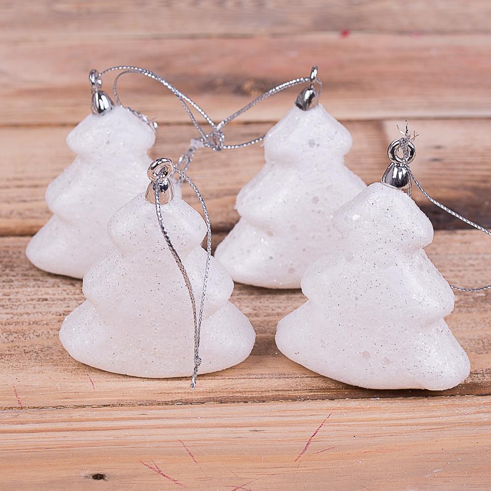 Новогодние елочки в блестках 4 шт. (1237)