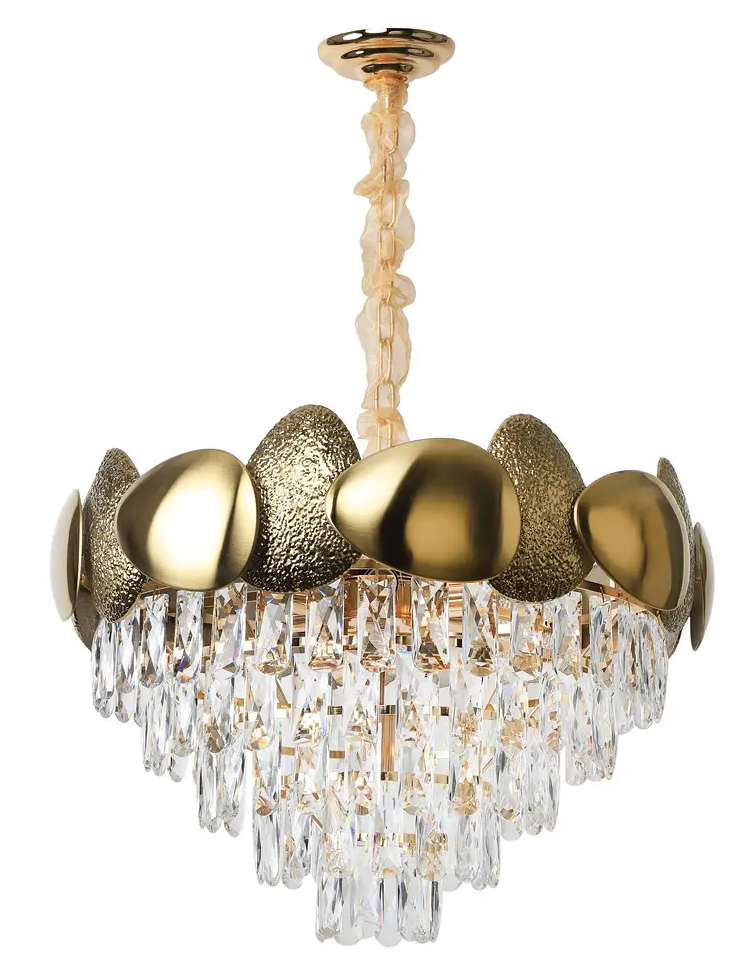 Люстра Sirius с хрустальными подвесами под десять ламп Е14 Золотой (Ш 5026/600)