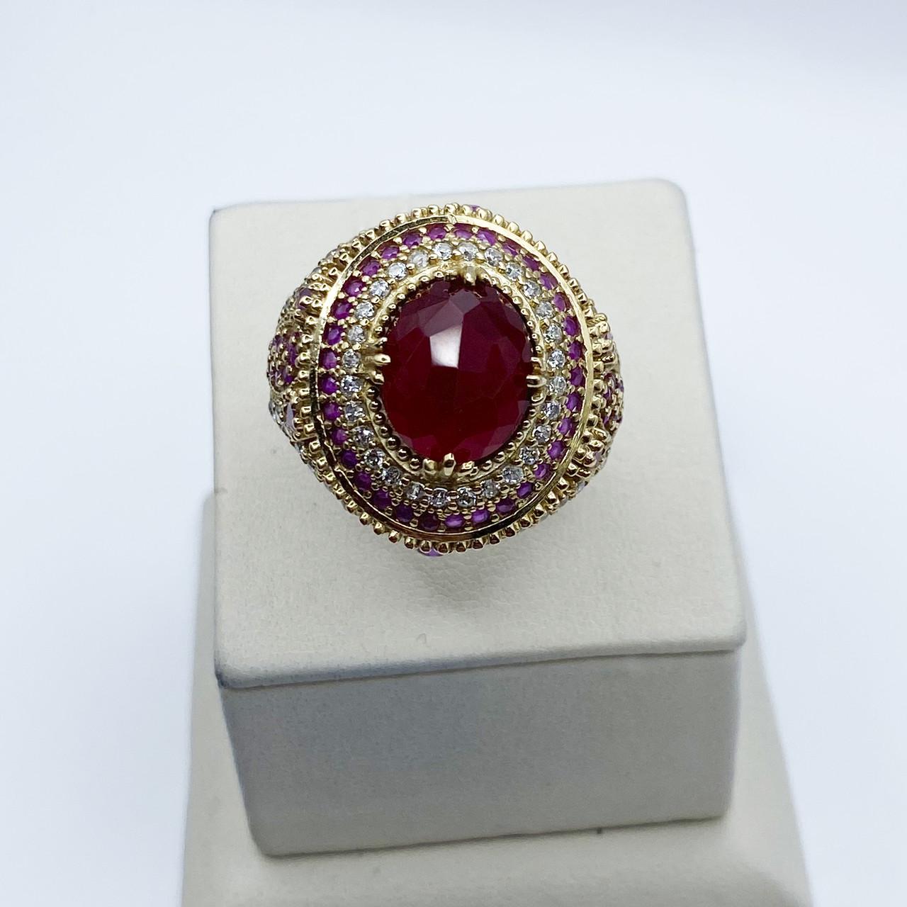 Кольцо серебряное Роксолана с рубином и кубическим цирконием р. 20 10,11 г (2054649473)