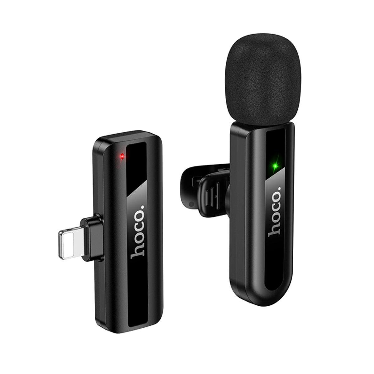 Комплект микрофонов беспроводных петличных Hoco L20 Fair Wireless Microphone Lightning 60mAh Black (6942007655484)