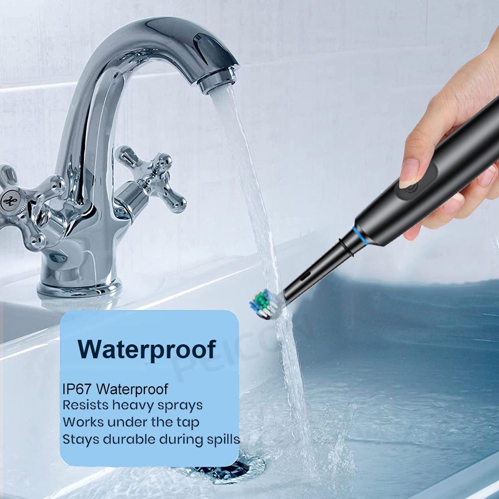 Перезаряжаемая электрическая зубная щетка с 4 сменными насадками/USB-перезарядка/таймер Розовый - фото 8