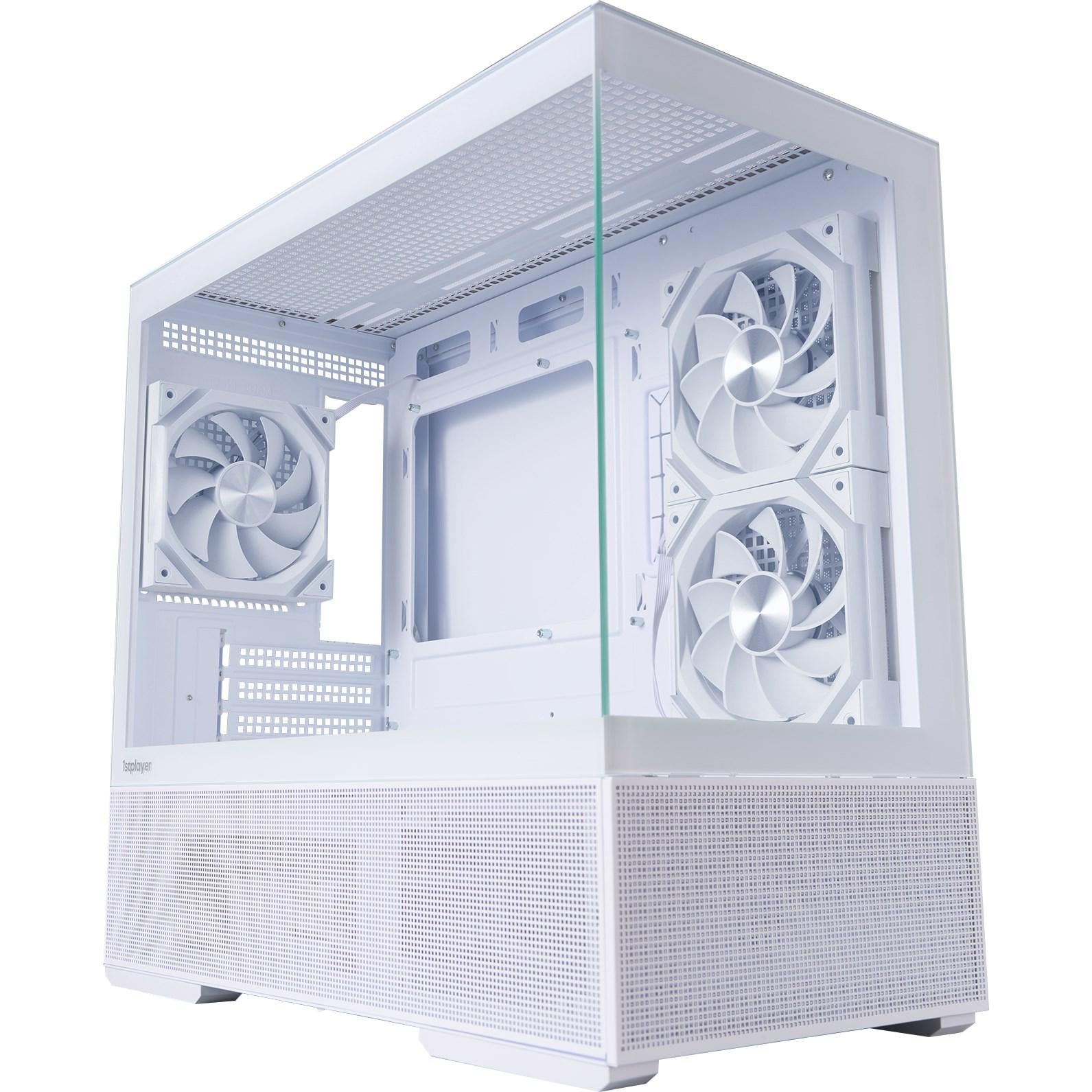 Корпус для ПК 1stPlayer CV6-WH-2FAR-W-2FH7R-W-1FH7-W Midi-Tower no PSU MicroATX/Mini-ITX ARGB White