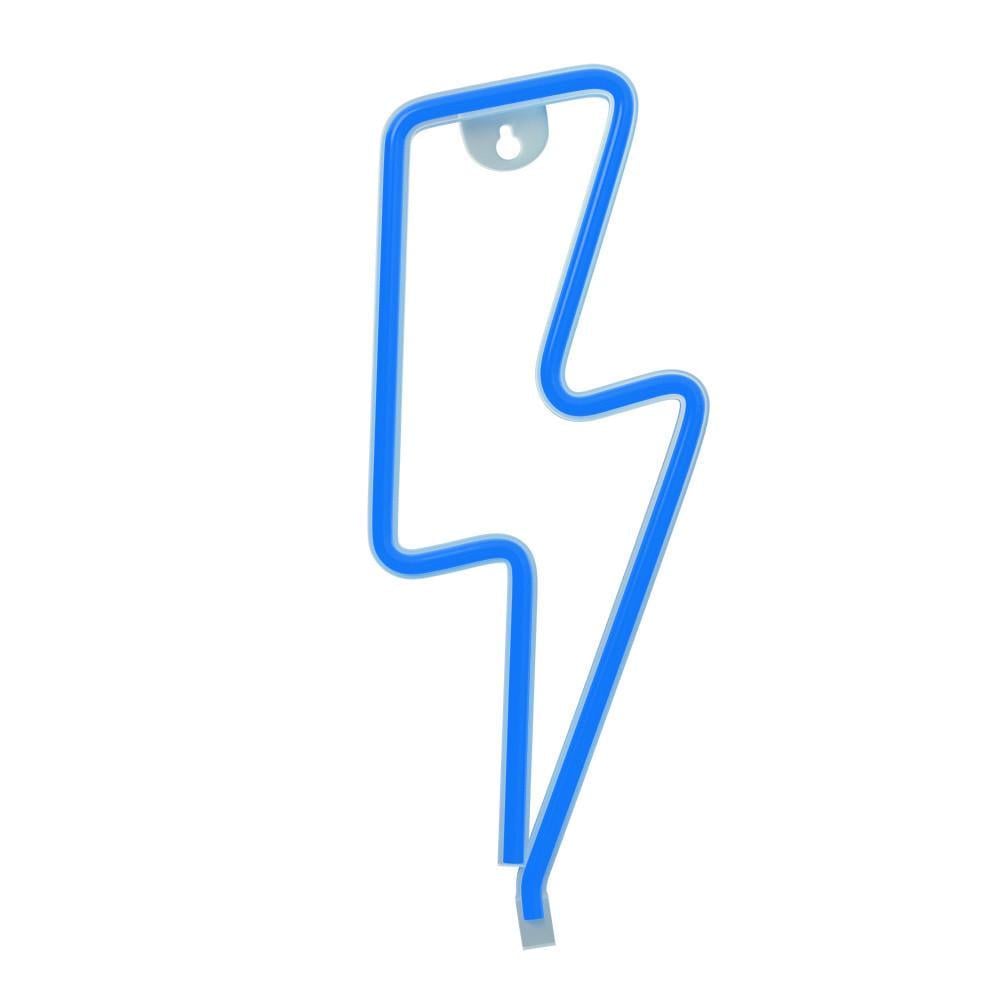 Неоновый светильник настенный-ночник Молния на батарейках/USB 34х13 см Синий (2732689106)