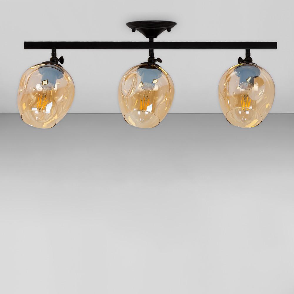 Люстра стельова лофт Light House LS-18142F-3 BK/BR Чорний/Бурштиновий 