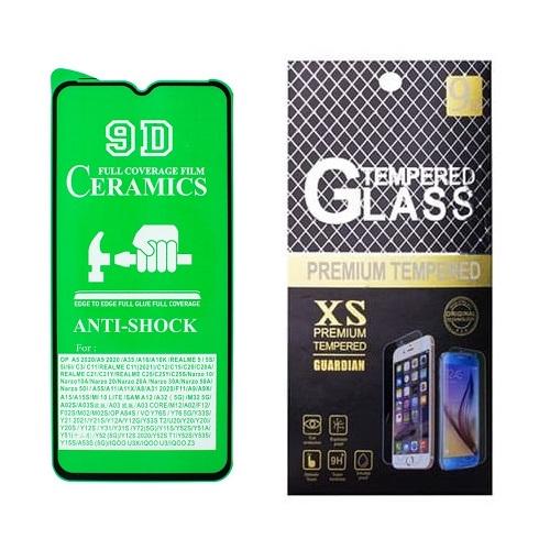 Противоударная защитная пленка Ceramics для Tecno Spark 8, 8C, 8P, 8T Full Glue с черной рамкой