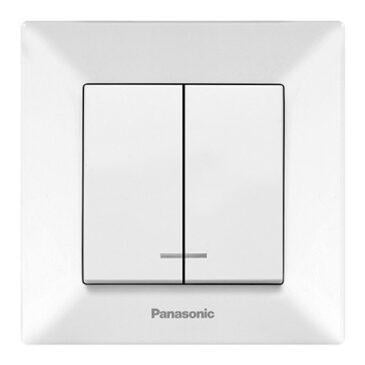 Выключатель двухклавишный Panasonic Arkedia Slim с подсветкой Белый (13602)