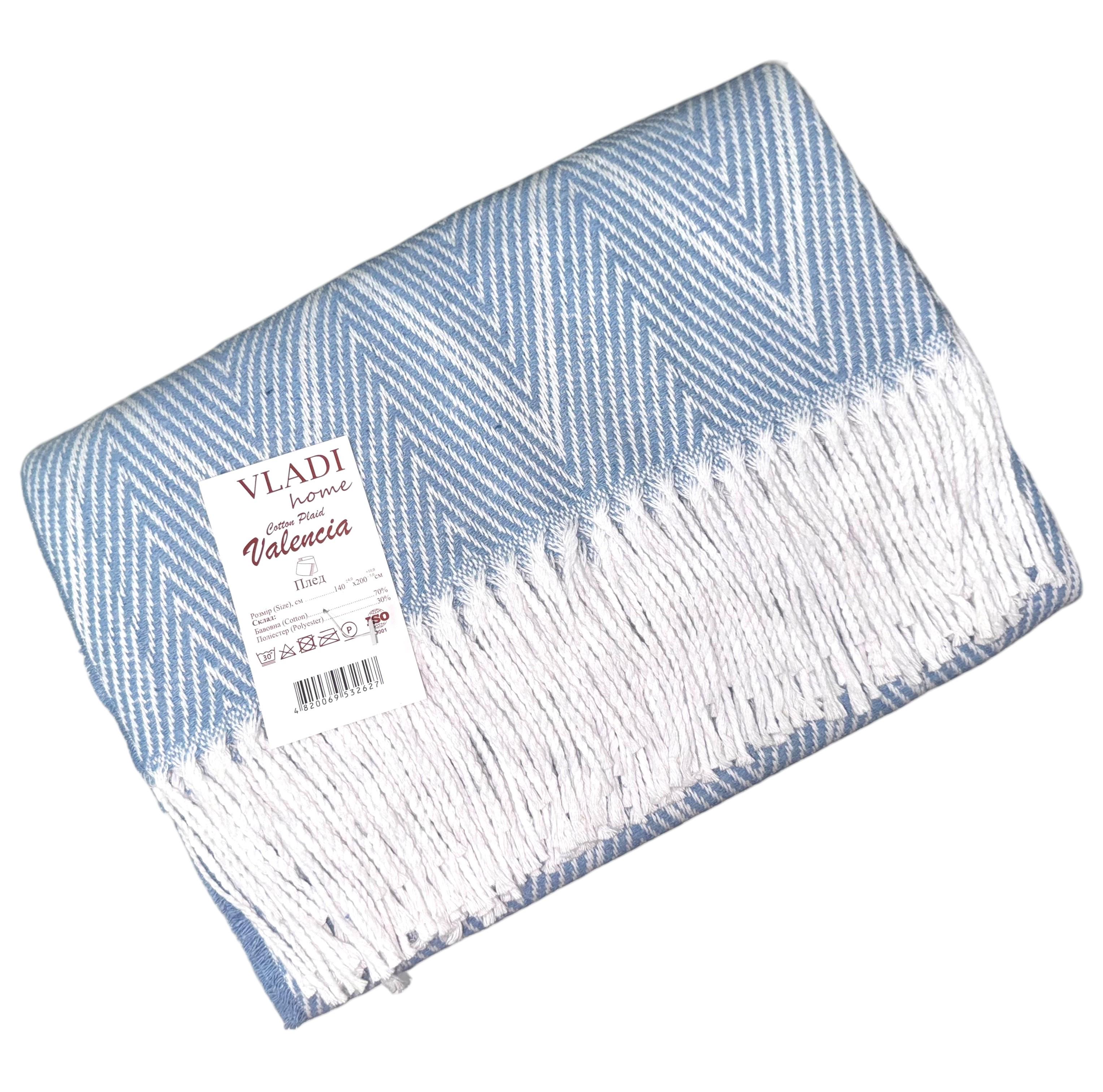 Плед бавовняний Vladi Валенсія ViVi 140х200 см Біло-блакитний