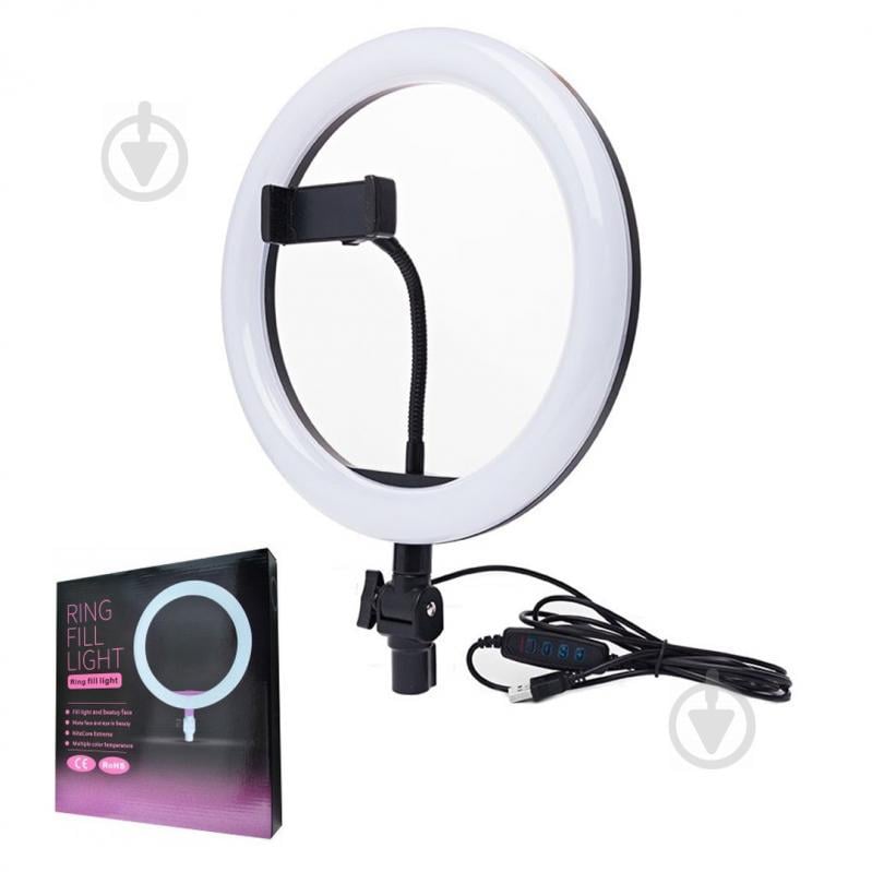 Кольцевой свет Selfie Ring Light лампа светодиодная с гибким держателем для телефона 20см Бело-черный (М20)