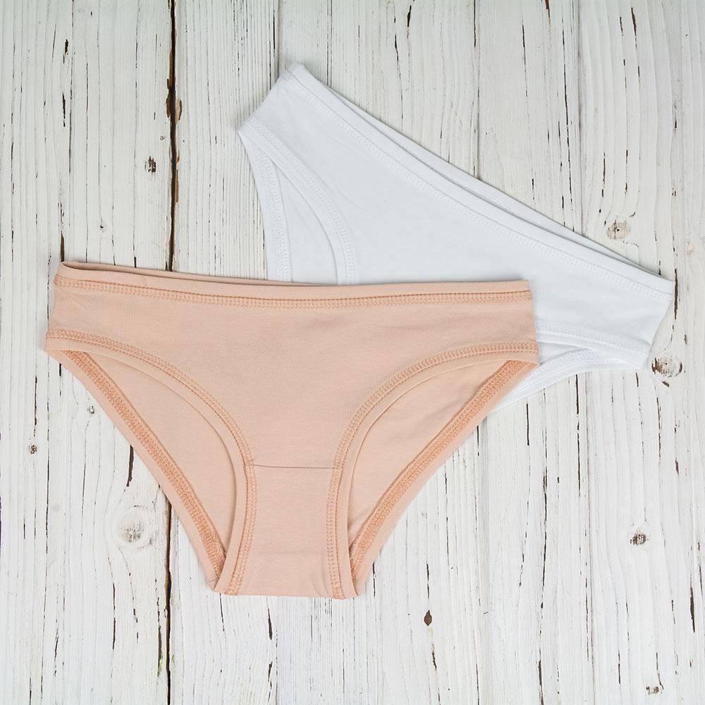 Набор трусов-слип хлопковых S 2 шт. Белый/Бежевый