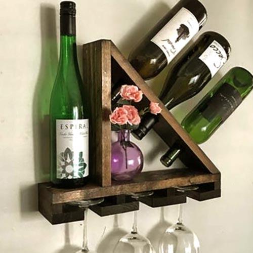 Полка для вина настенная из дерева Наока Капучино (ПНК-022709)