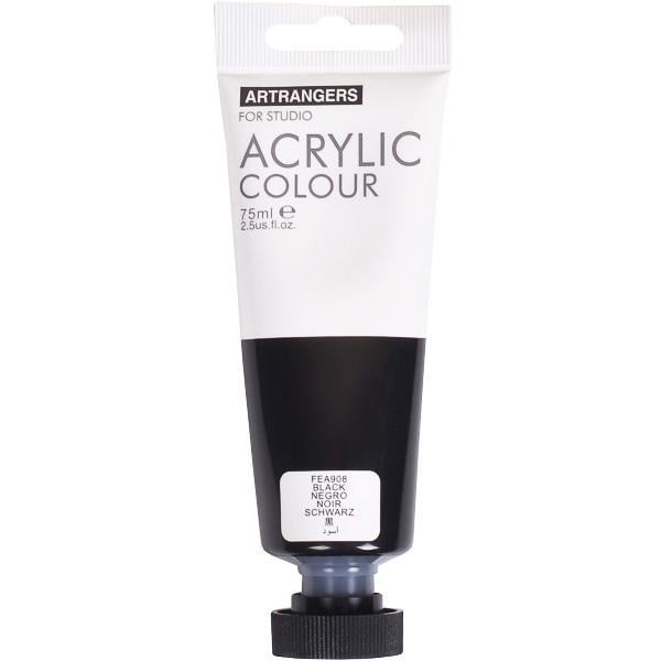 Акрилова фарба ART RANGERS Black водна основа 75 мл Чорний напівматовий (FEA908)