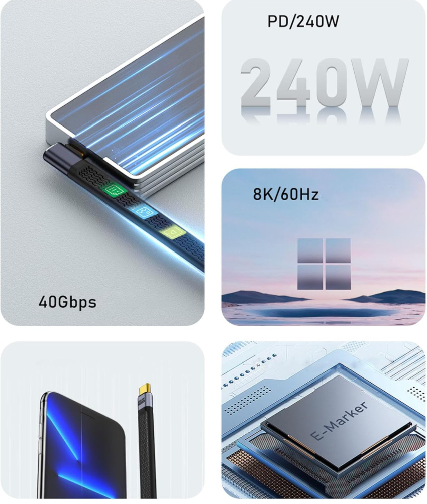 Кабель аудіо-відео кутовий USB-C4-40-SMM USB-C-USB-C (000049348) - фото 6