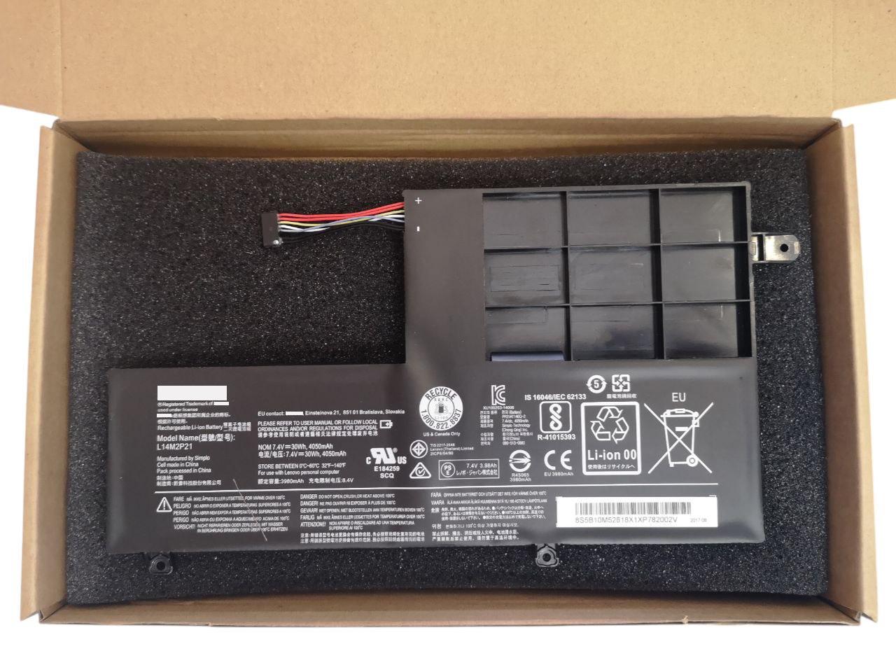 Аккумулятор для Lenovo Flex 3-1470/3-1480/3-1570/3-1580/4-1470/IdeaPad Yoga 500/510/L14L3P21/L14M3P21 4050 mAh 30Wh (000014 Аккумулятор для Lenovo Flex 3-1470/3-1480/3-1570/3-1580/4-1470/IdeaPad Yoga 500/510/L14L3P21/L14M3P21 4050 mAh 30Wh (000014