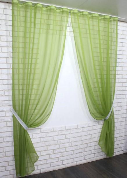 Комплект штор в гостиную/спальню шифон 1,5x2,6 м 2 шт. Оливковый (006дк) - фото 2 Комплект штор в гостиную/спальню шифон 1,5x2,6 м 2 шт. Оливковый (006дк) - фото 2