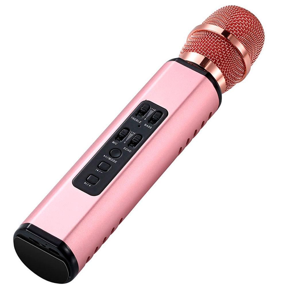 Микрофон-караоке беспроводной Losso K6 Premium со встроенным динамиком и Bluetooth Rose (18961)