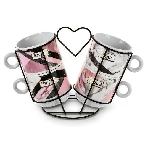 Чашки на підставці Love 5 шт. 250 мл - фото 1 Чашки на підставці Love 5 шт. 250 мл - фото 1