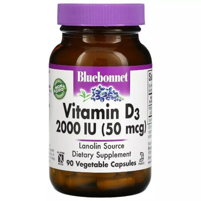 Вітамін D3 2000 МЕ Vitamin D3 Bluebonnet Nutrition 90 вегетаріанських капсул (BLB0314)