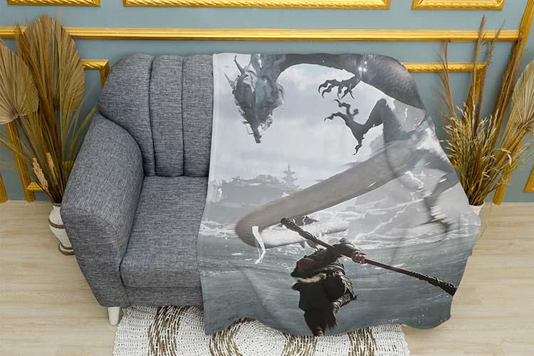 Плед Sun Wukong та Dragon Black Myth Wukong плюш одношаровий 135х150 см (114369)