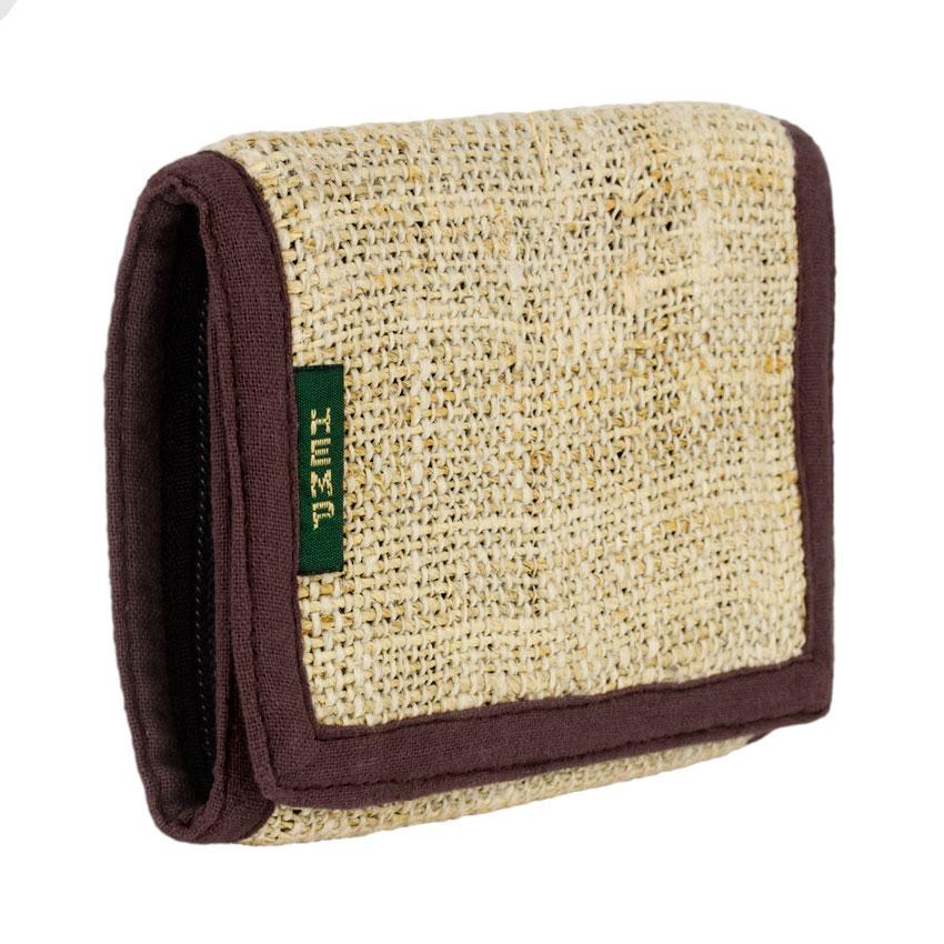 Кошелек трифолд конопляный Пайса Ко 13х9,6х3 см Натуральный светлый с коричневой каймой (27657)