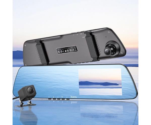 Відеореєстратор-дзеркало автомобільний Hoco DV4 з камерою заднього виду Black - фото 7