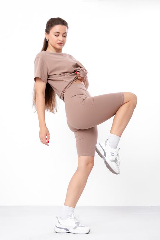 Комплект жіночий футболка і велосипедки Носи Своє р. 44 Капучино (8138-036) - фото 3