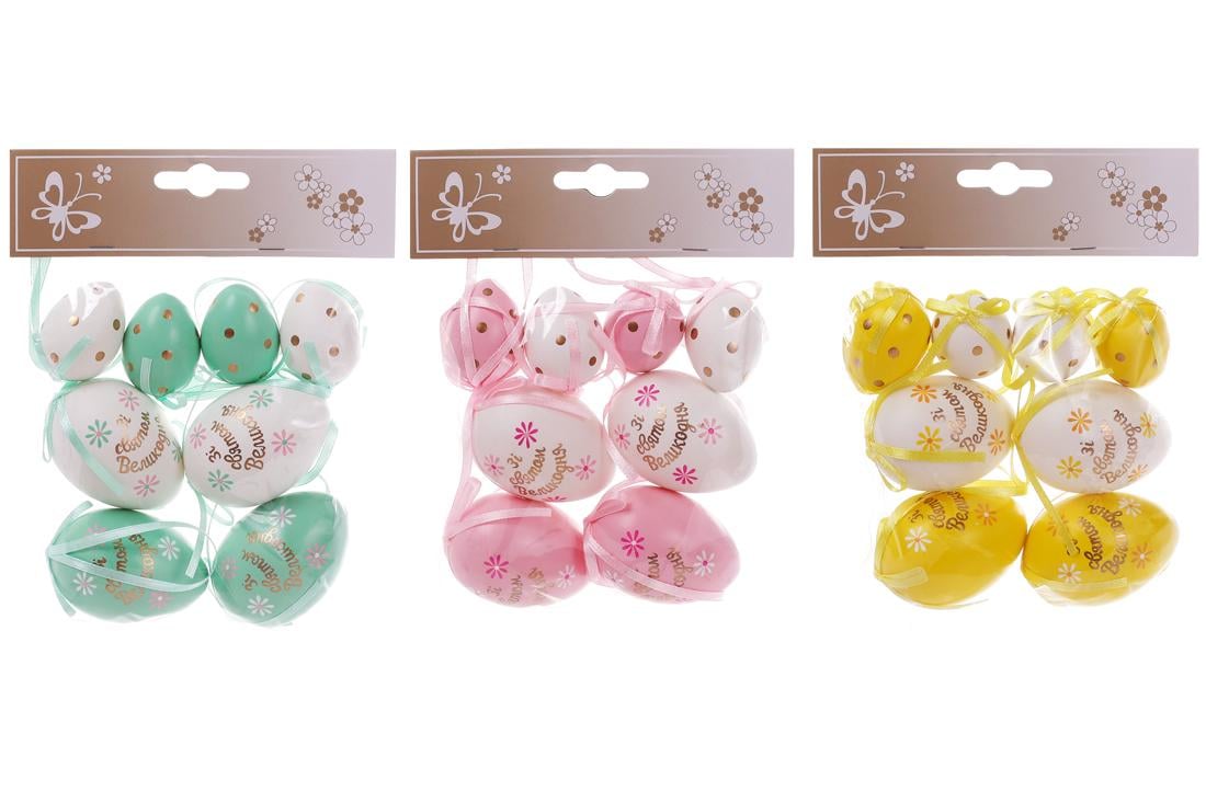 Декорация пасхальная на подвесе BonaDi Яйцо 3х8 шт. (781-941)