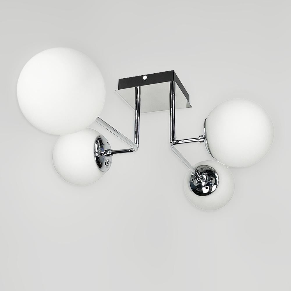 Люстра стельова Lighthouse Молекула LNF-17520/4 CH+WT Хром з білим плафоном